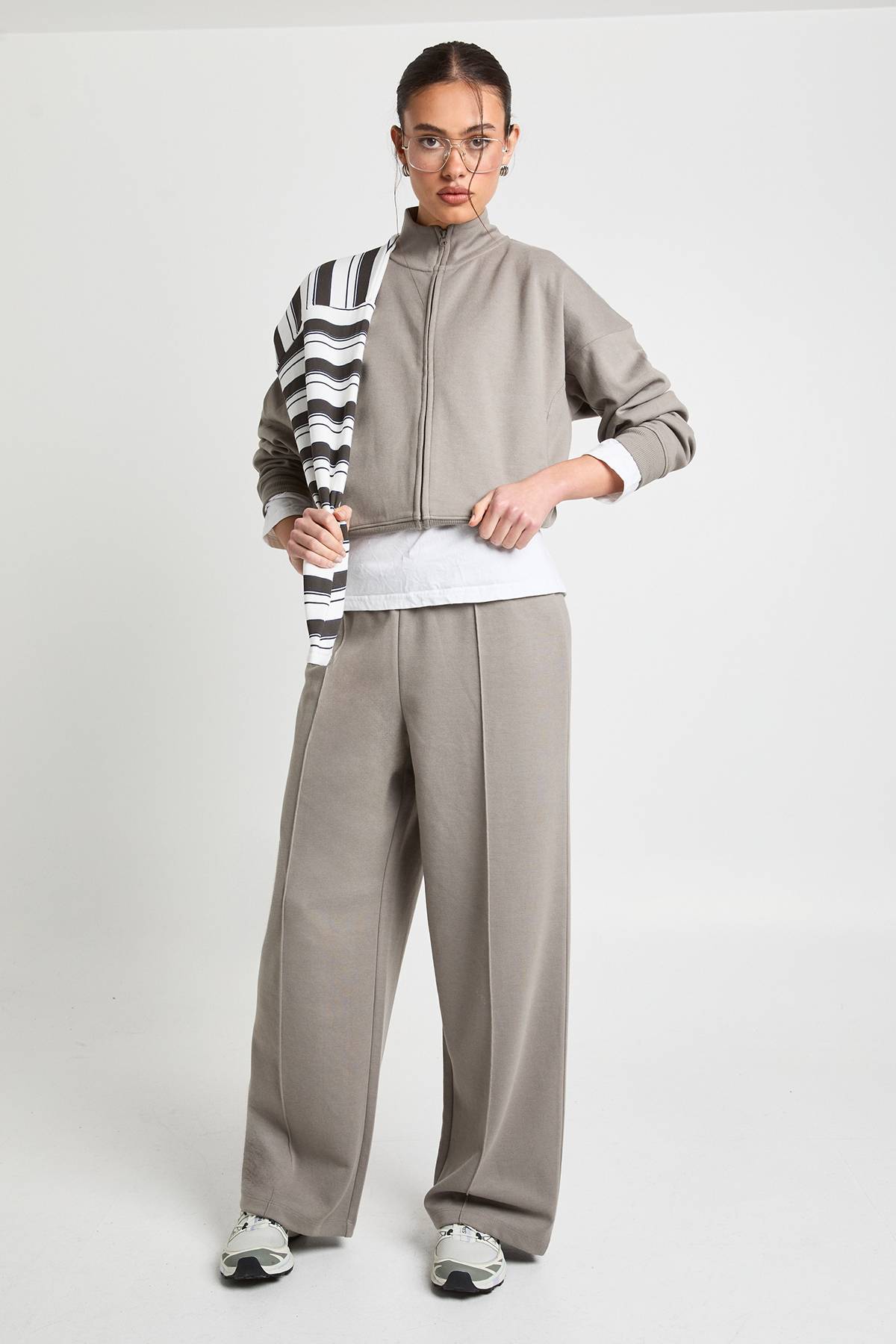 boohoo Survêtement interlock à fermeture éclair intégrale et col entonnoir