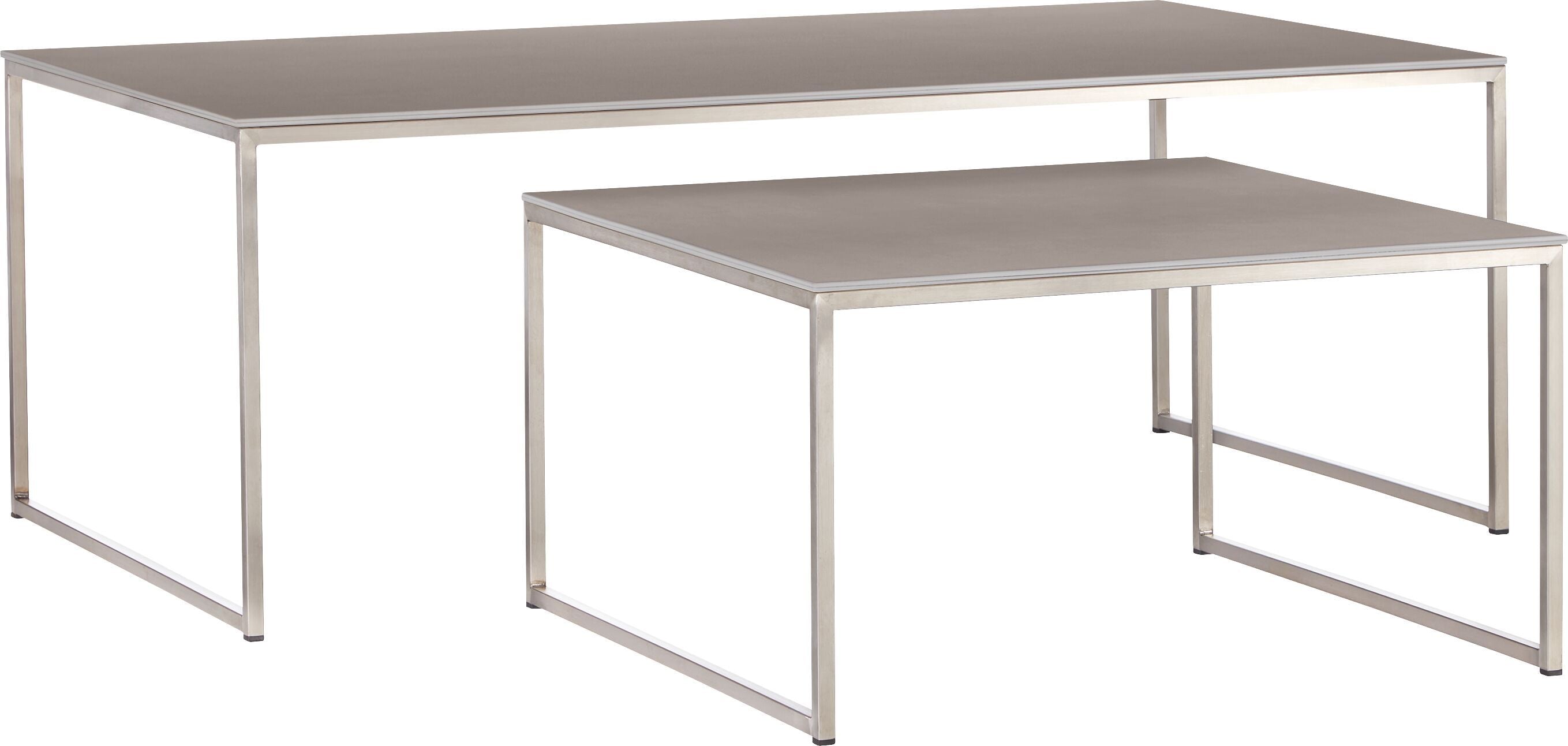 AVEA Salontisch - Beton hell / Edelstahl / B: 120.0 cm x T: 70.0 cm x H: 43.6 cm