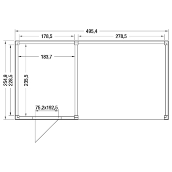 Tuinhuis Douglas 495x255cm a-symmetrisch