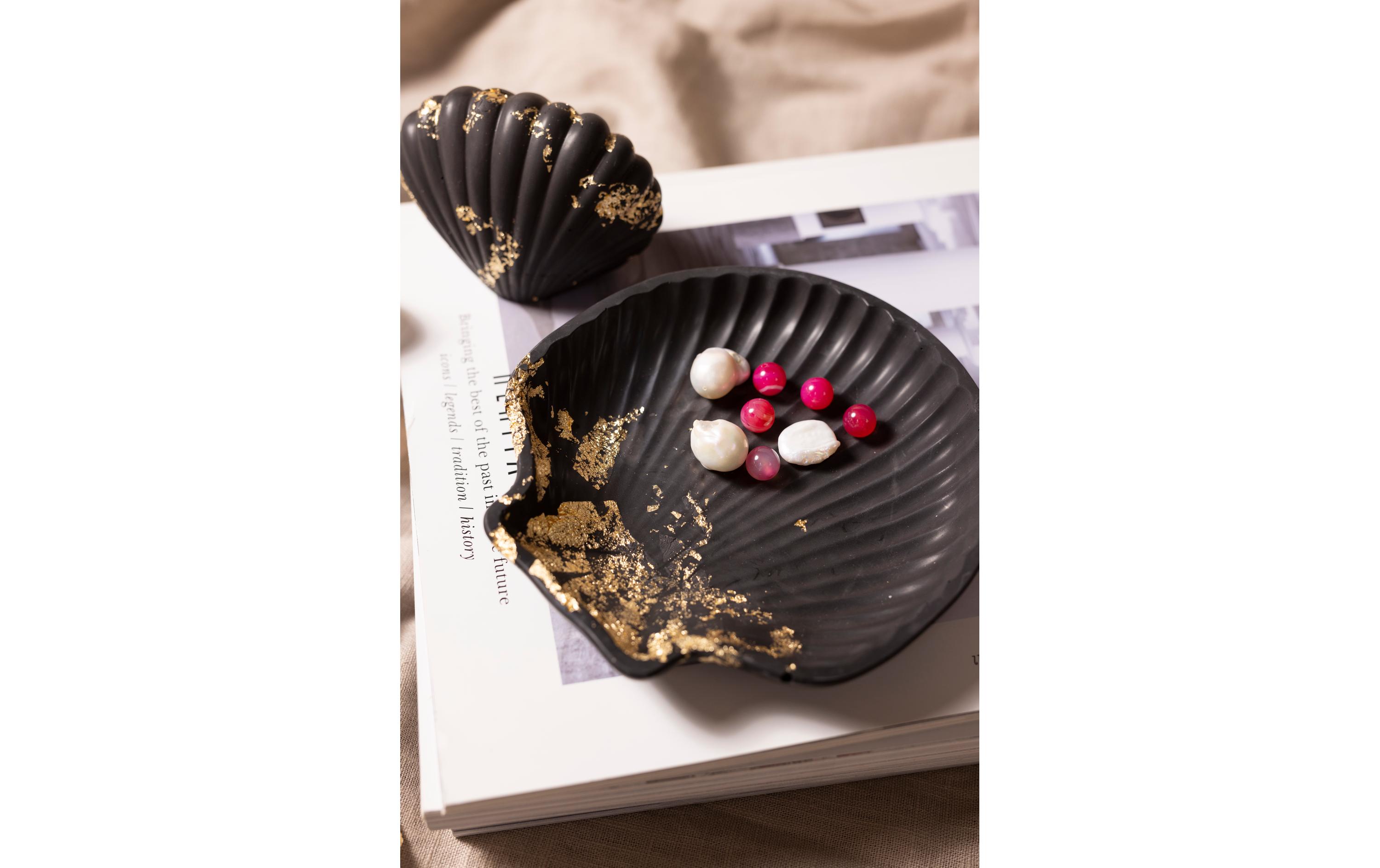 Modellier-Set Schale Muschel, Schwarz, GoldKreativ Set Harzgiessen