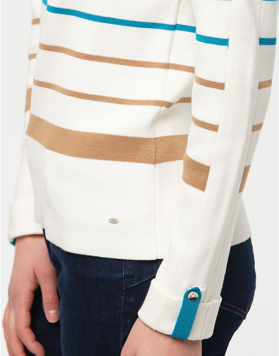 Pull marinière écru lagon