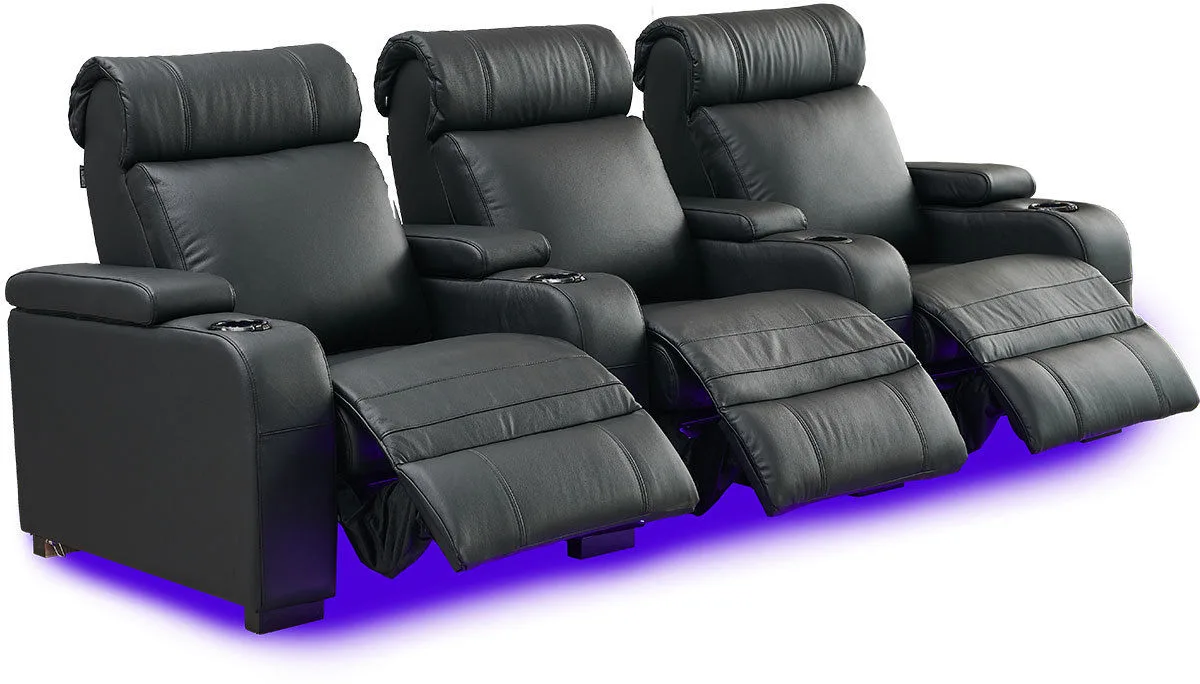 Lumene Hollywood Luxury III Noir (3 places, cuir synthétique) Fauteuils cinéma