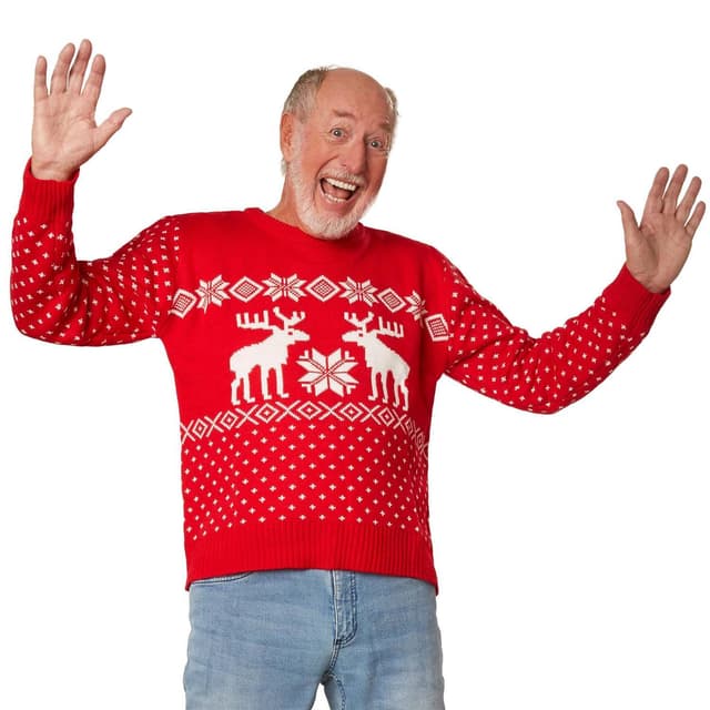 Julesweater Snebyger rød-hvid