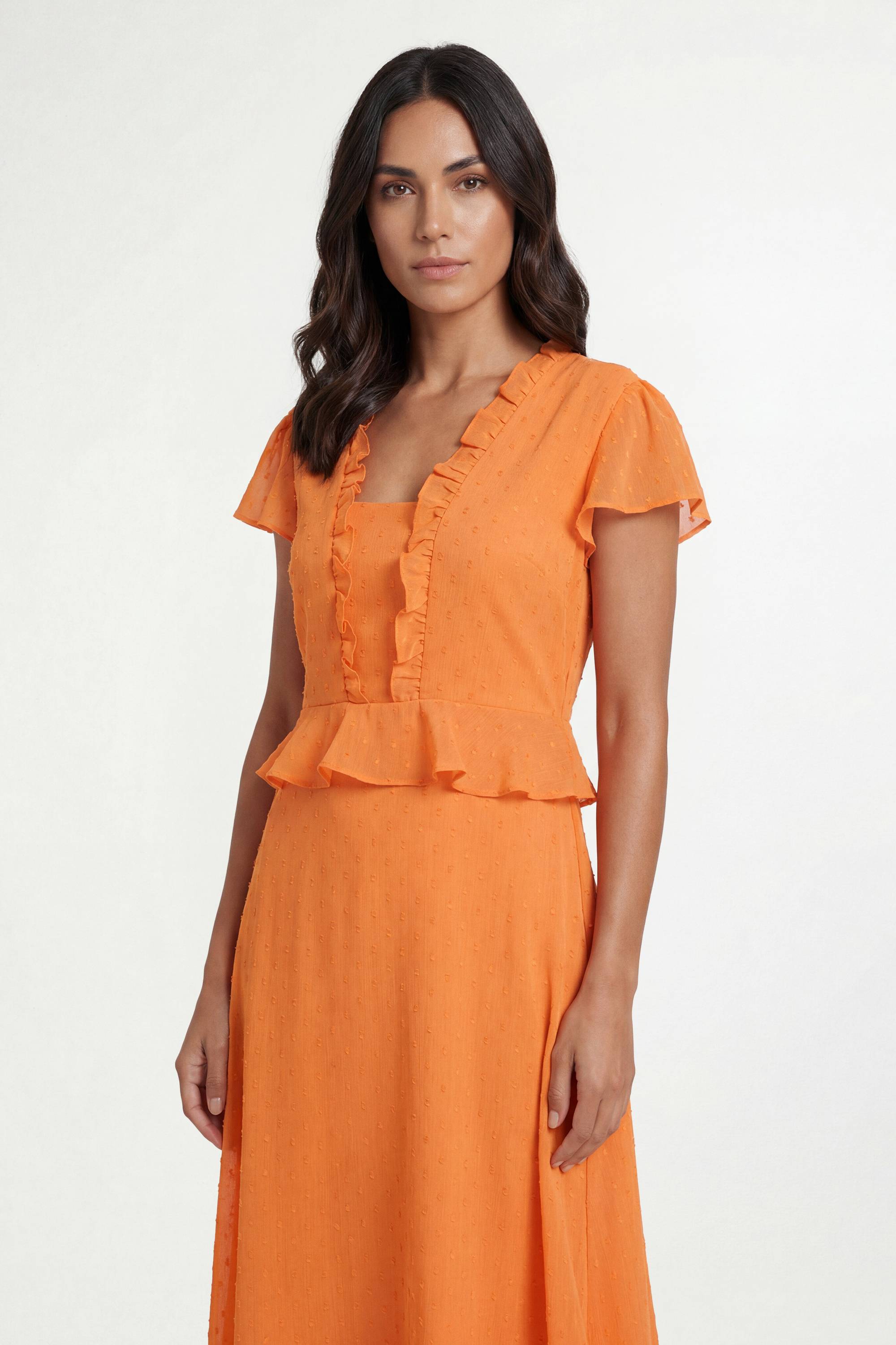 Wallis Robe Midi À Volants Et Pois Métallisés