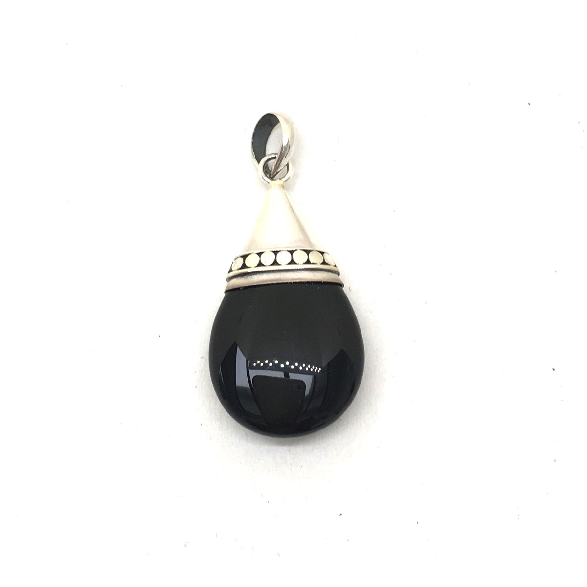 Pendentif goutte  agate noire
