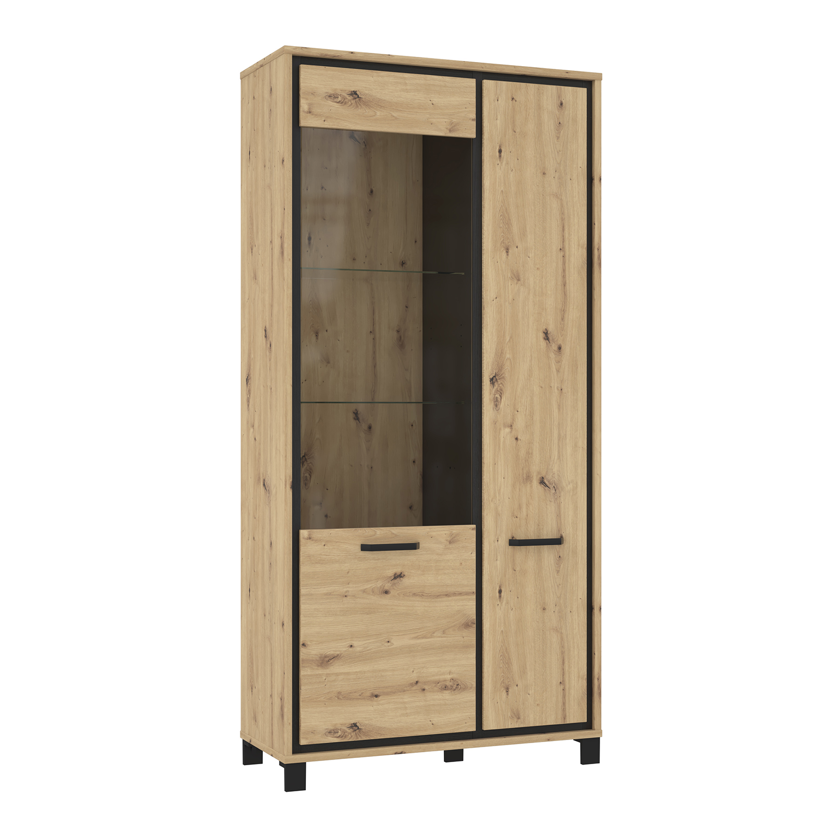 Vitrine - Artisan Eiche-Schwarzeiche - 209 cm hoch