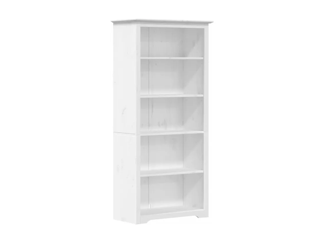 Bibliothèque BODO blanc 80x38x180 bois pin massif 5 niveaux