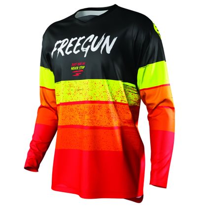 Maillot cross Shot by Freegun DEVO STRIPE - RED NEON YELLOW 2021 - Rouge / Jaune
