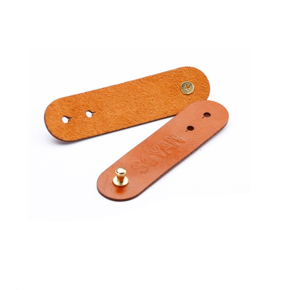 (3-tlg. Set) Leder Kabel Organizer Kabelbinder - Braun