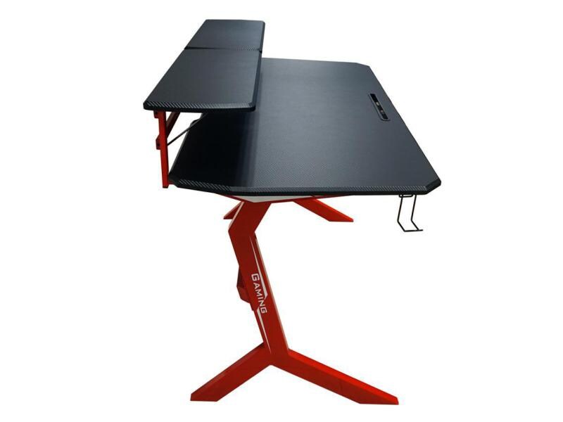 LC-Power Gaming Tisch LC-GD-1R Schwarz/Rot Gaming-Schreibtisch für bis zu zwei Monitore