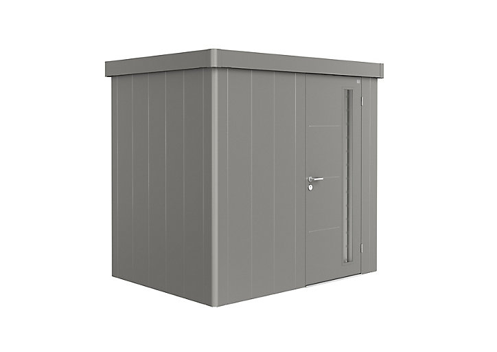 Abri de jardin simple porte Biohort Neo 1B en métal coloris gris quartz métallique ép.0,53 mm surface extérieure 3,6 m²
