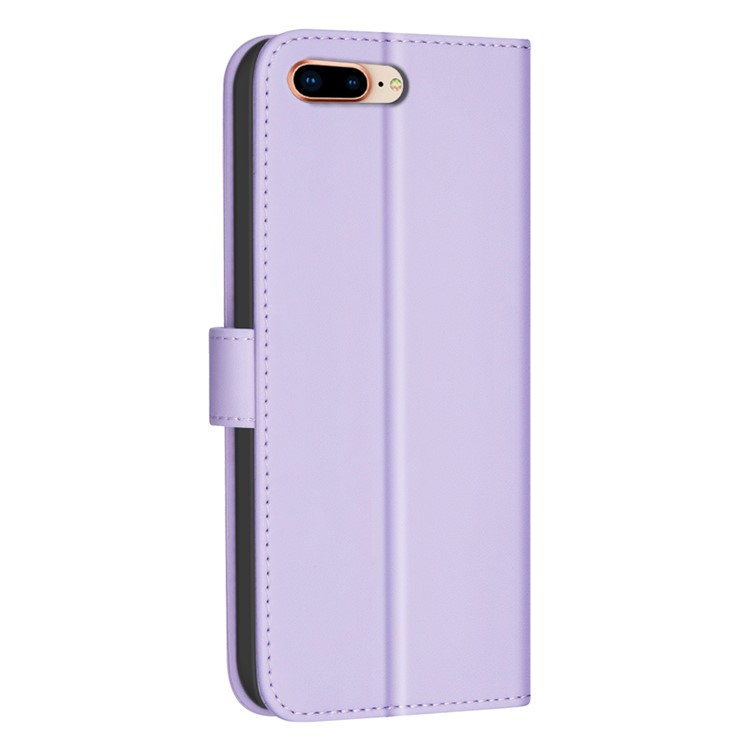 iPhone 16e Leder Tasche Flip Cover Kartenfächer Gittermuster   Handschlaufe - Lila