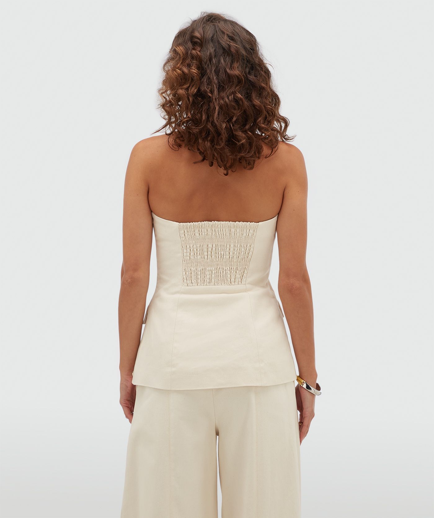 JV-ROSAS fitted bustier van katoen - ecru
