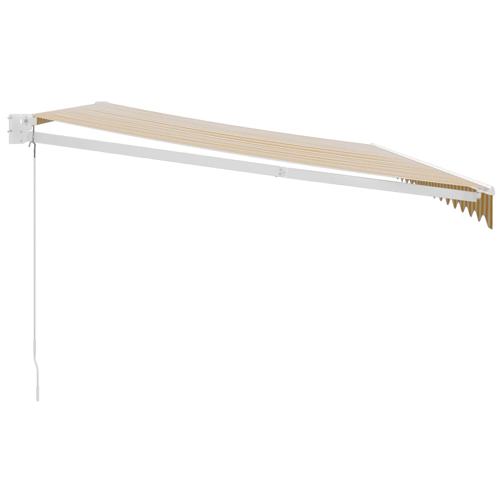 Auvent rétractable jaune et blanc 5x3 m tissu et aluminium