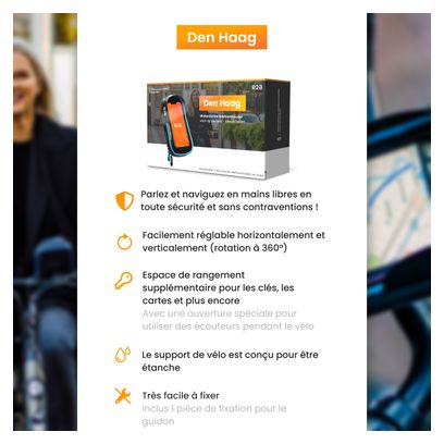 Support et Protection Smartphone Etanche Pour vélo R2B Rotation à 360 Degrés Noir/Bleu