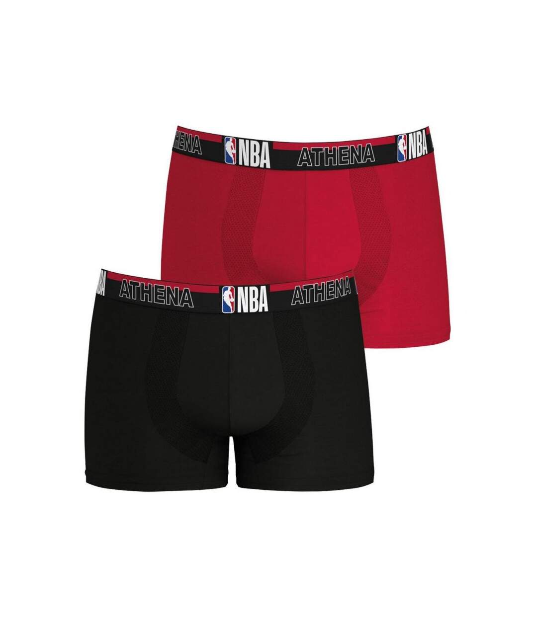 ATHENA Lot de 2 Boxers Homme Coton NBA Noir Rouge NBA
