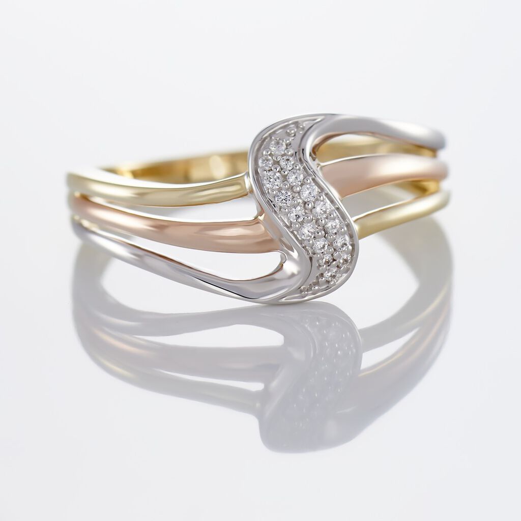 Bague Or Tricolore Dionyse Oxydes De Zirconium