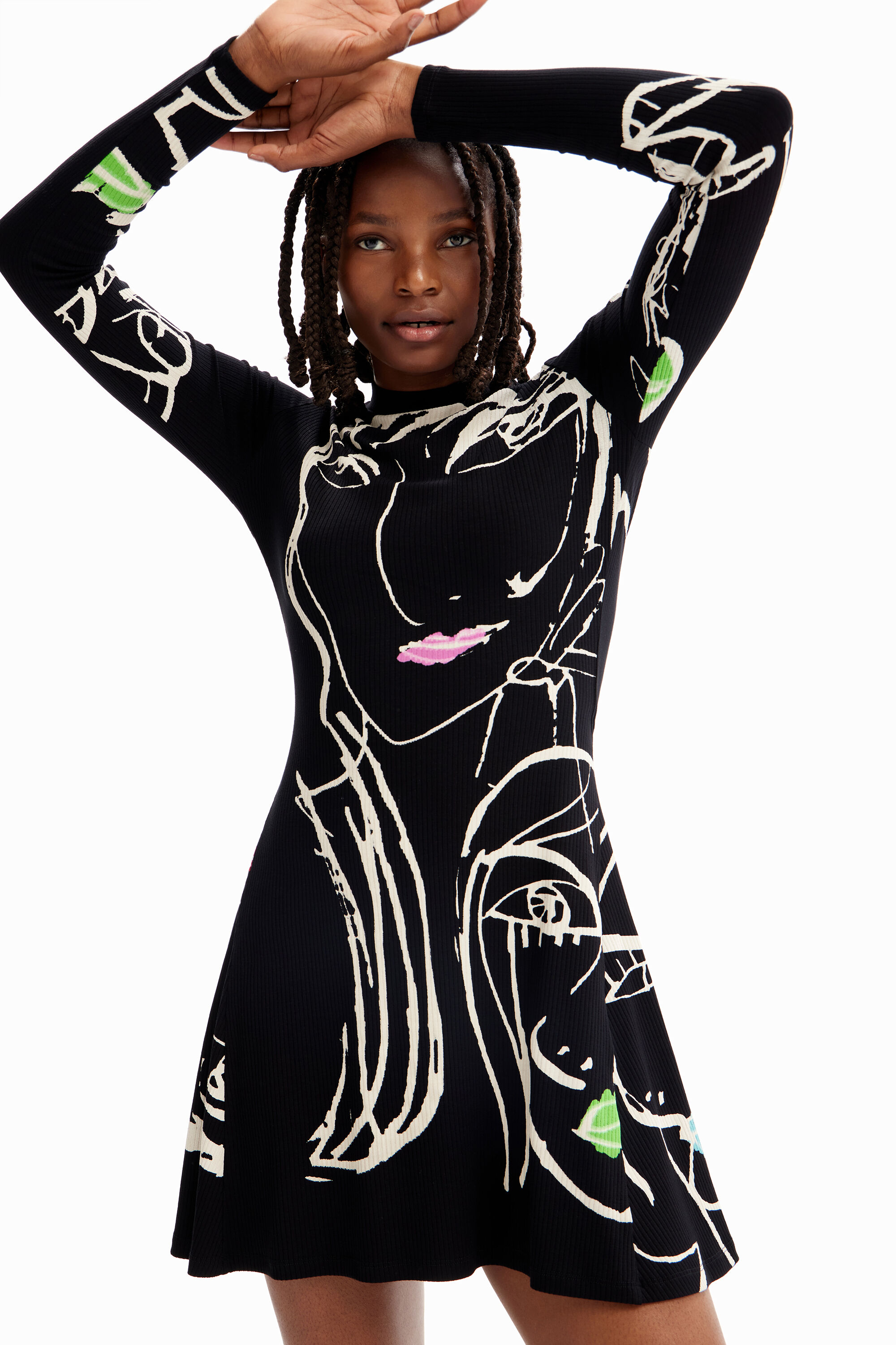 rostos de patinadora de vestido curto