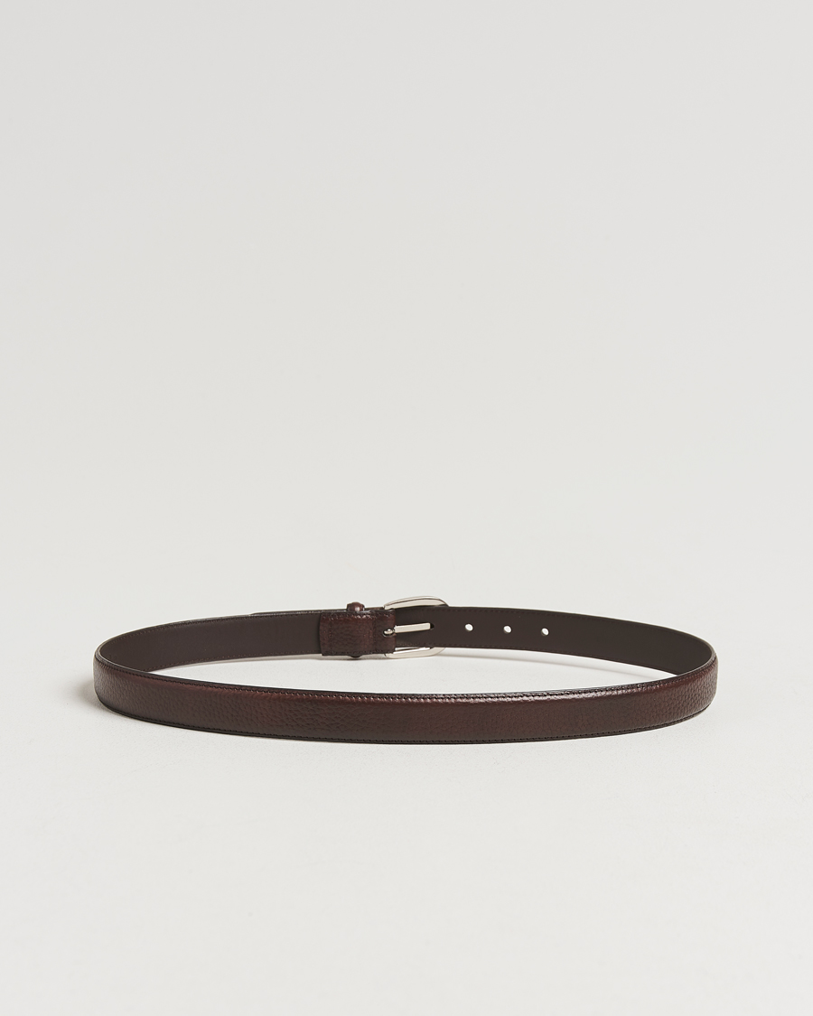 Loake 1880 Harry Grained Leather Belt Dark Brown