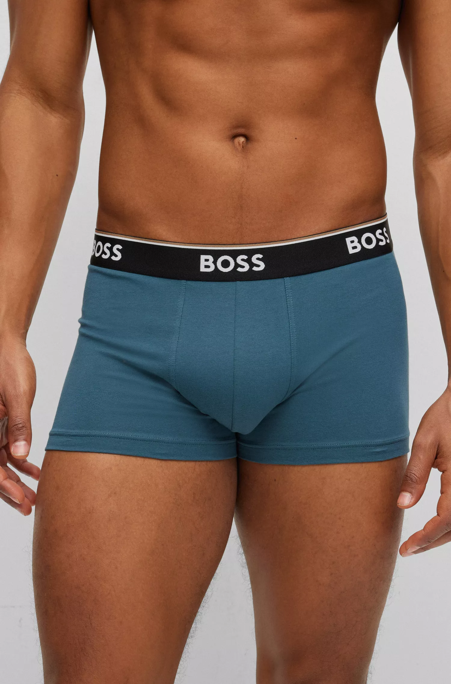 BOSS Black - Pacote com três cuecas boxer de algodão elástico com cós com logotipo.
