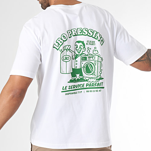 Tee Shirt Oversize Large Drop Collection Pressing Blanc Vert