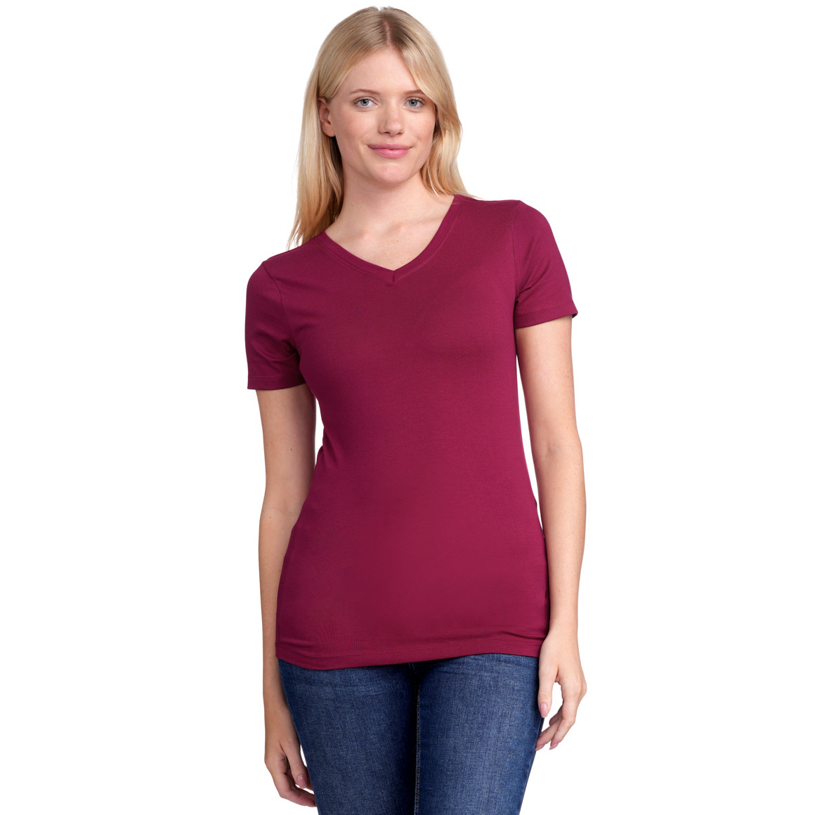 Gina Benotti Damen T-Shirt mit V-Ausschnitt dunkelrot