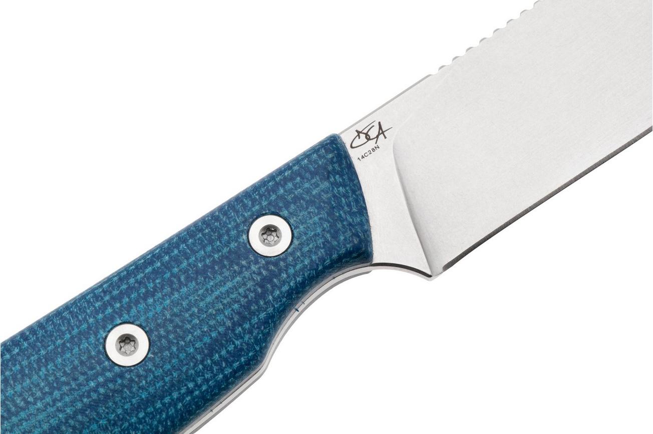 StraightLine Digger DG-BC Stonewashed 14C28N, Blue Canvas Micarta, vaststaand mes