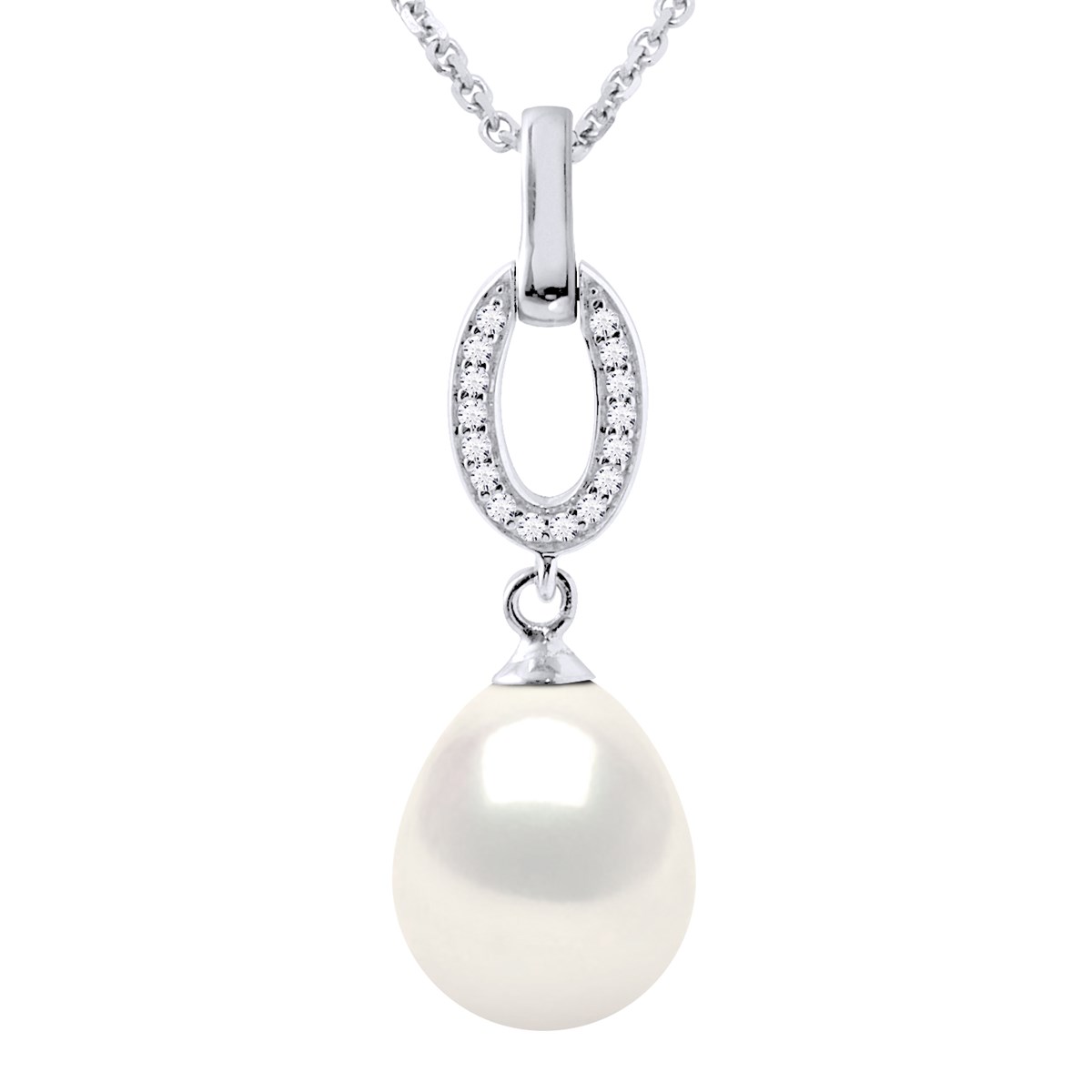 Collier NAVETTE Perle d'Eau Douce 9-10 mm Blanche Joaillerie Argent 925