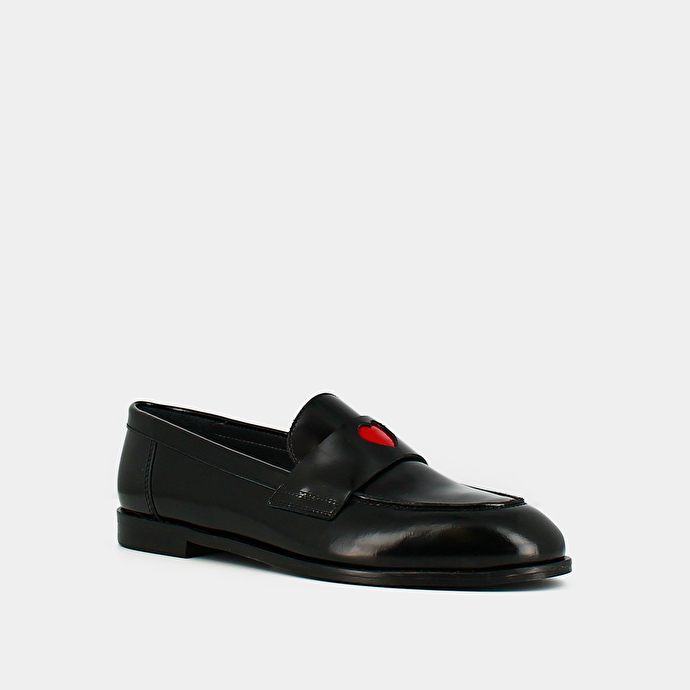 Mocassins à bouts ronds  en cuir glacé noir