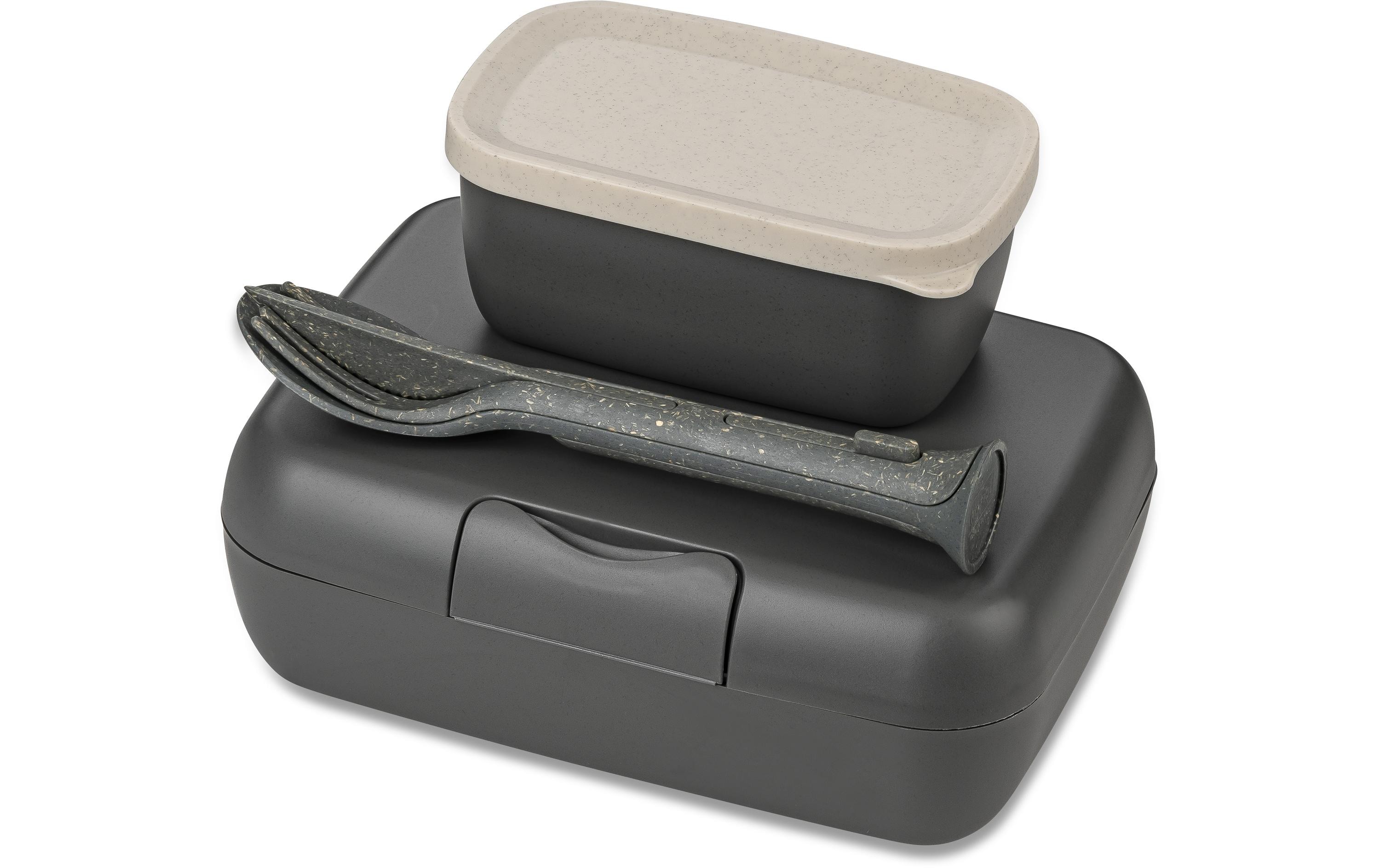 Lunchbox Candy Set 4-teilig, Dunkelgrau/GrauLunchbox mit Besteck