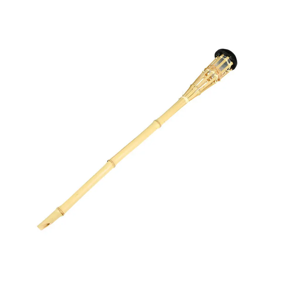 Benson Tuinfakkel - Solar - led tuinlamp - bamboe - 78 cm - bruin