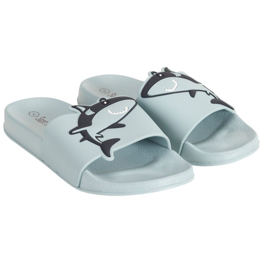 Mules à bride requin pour garçon avec lanière selon l'âge - Bleu