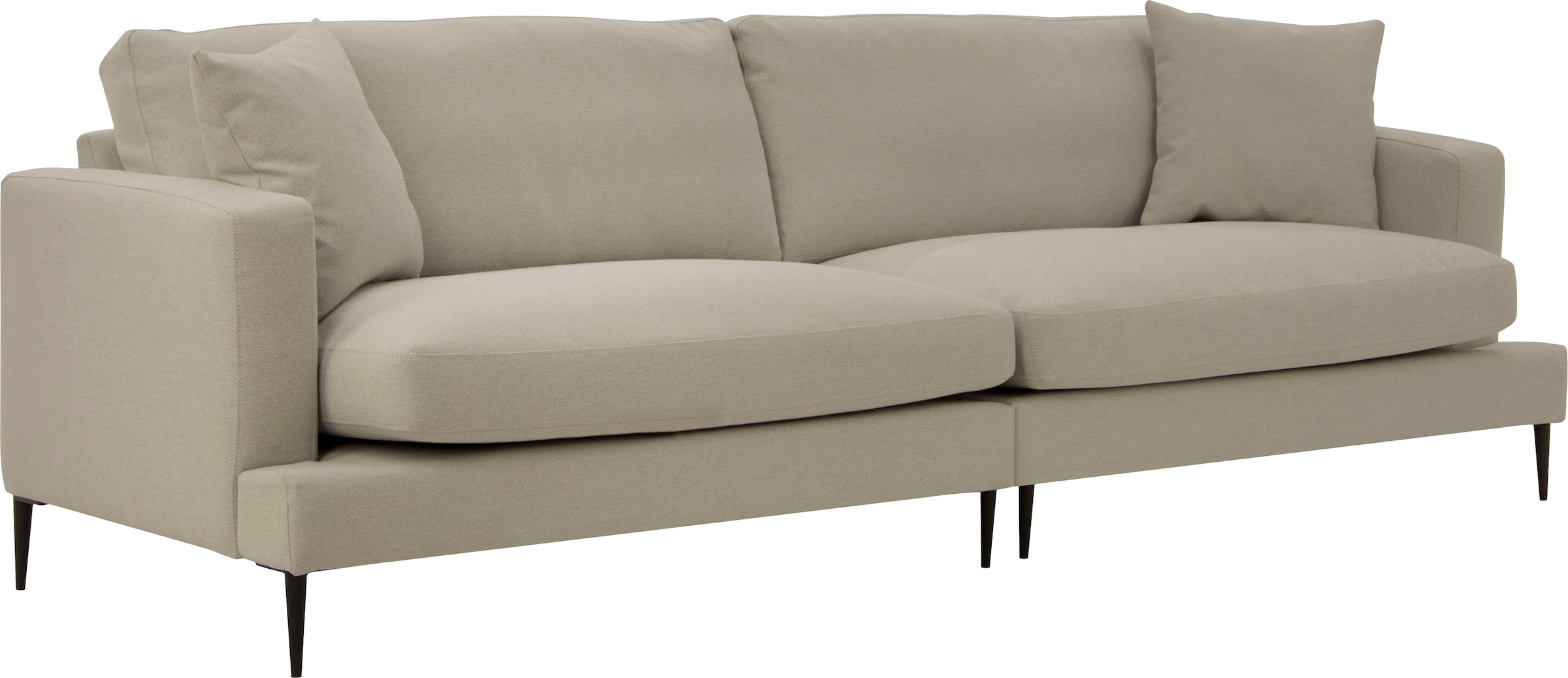 Home affaire 3-Sitzer »Cozy elegantes Designsofa, Masse B/T/H: 211/97/80 cm« mit losen Kissen und Metallbeinen