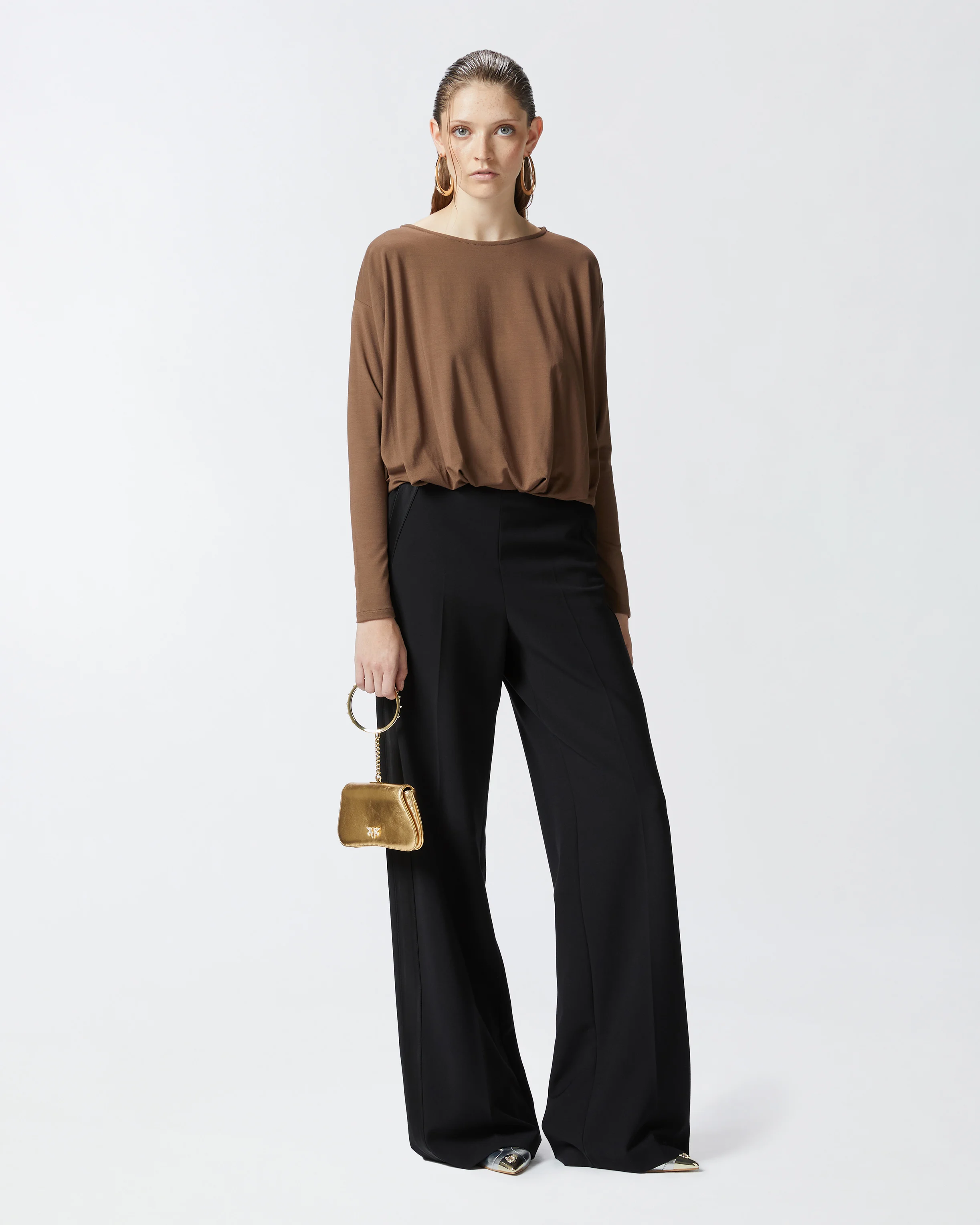 T-shirt drapé | Marron
