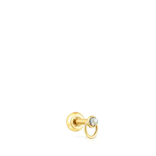 Piercing em aço com revestimento em ouro e labradorita volumosa