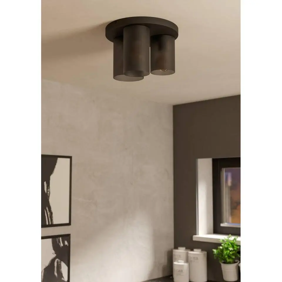 EGLO Colomera Plafondlamp - E27 - Ø 35 cm - Zwart/Mat Grijs
