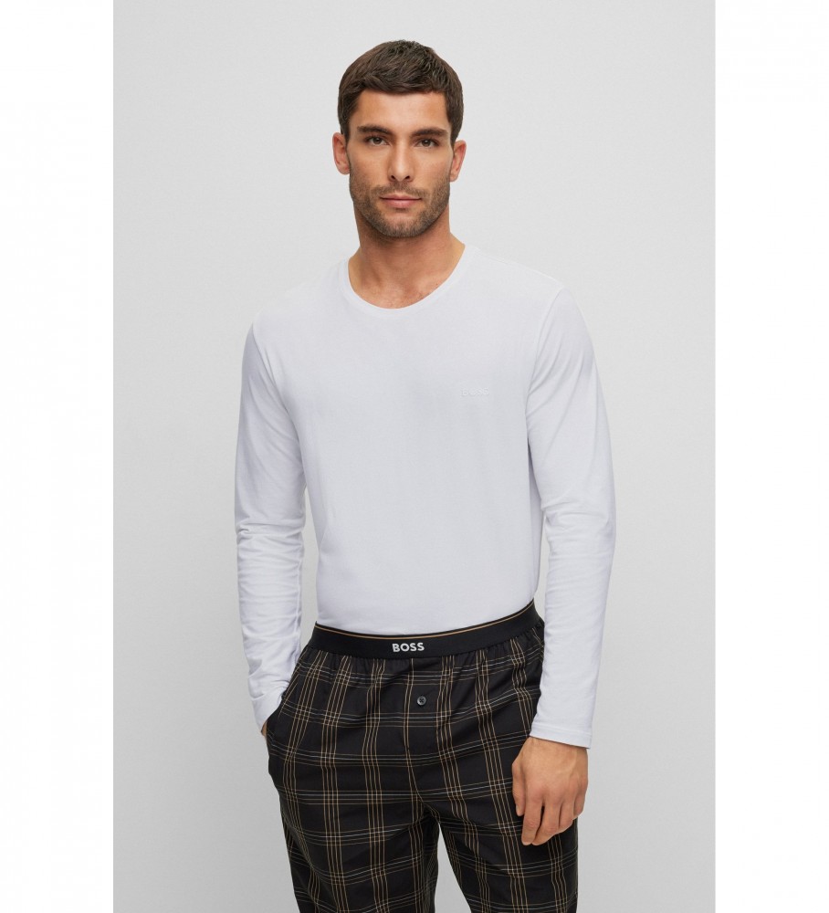 Camiseta BOSS branca com logotipo bordado