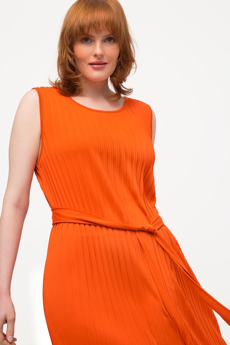 Plissee-Kleid, A-Linie, Rundhals, ärmellos