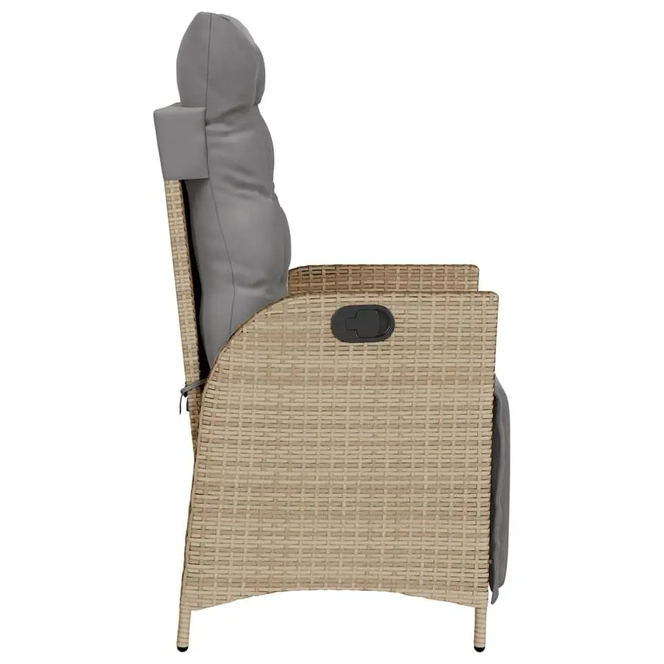 vidaXL - Verstelbare tuinstoelen en voetensteun - Beige - Poly rattan - 2 stuks