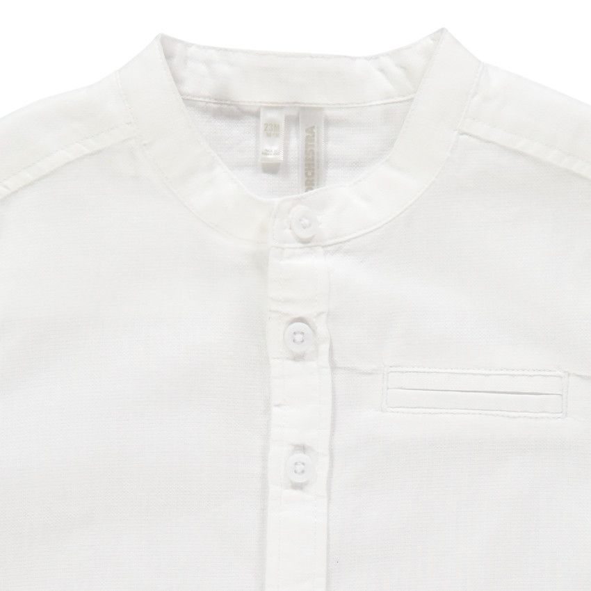 Chemise manches courtes à col mao - Blanc