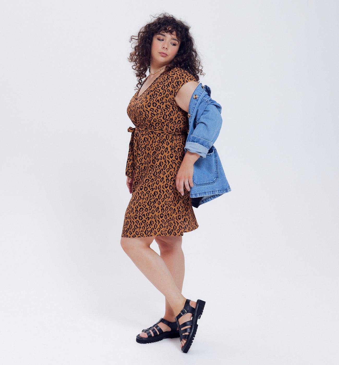 Robe courte imprimé léopard - Imprimé marron