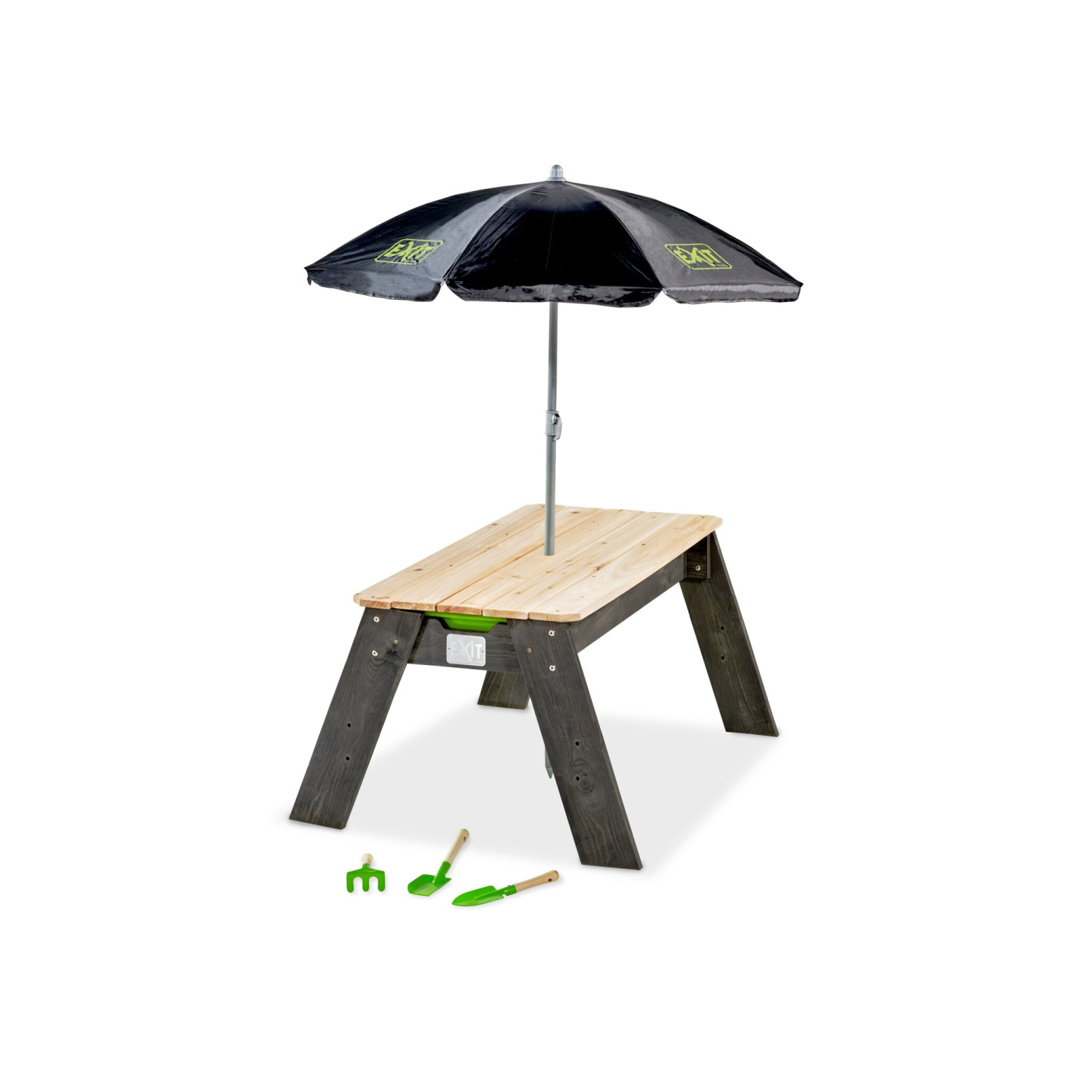 EXIT Aksent Zand- en Watertafel met Parasol en Tuingereedschap