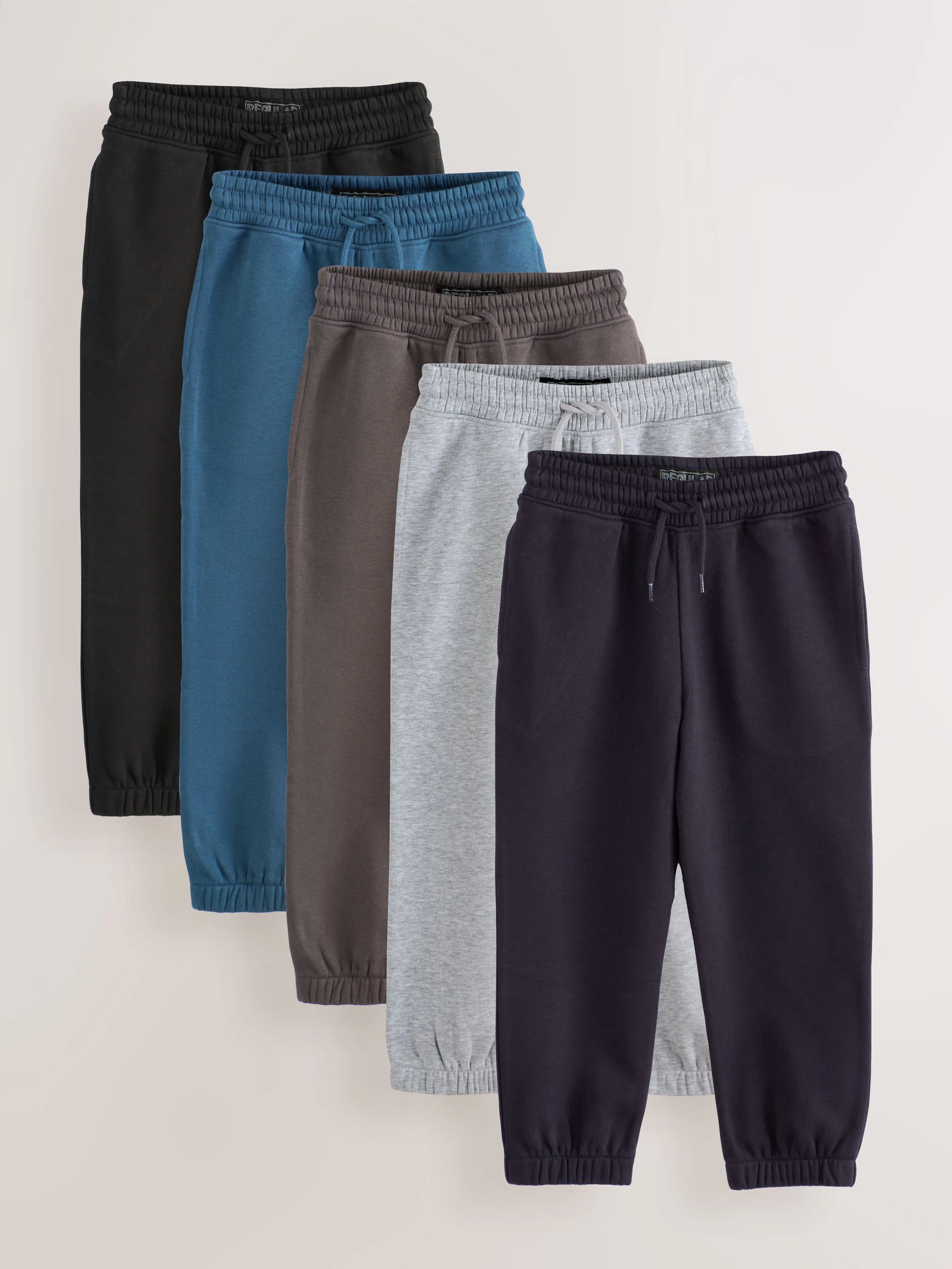 Blauw/grijs/zwart - Basic joggingbroeken, set van 5 (3-16jaar)