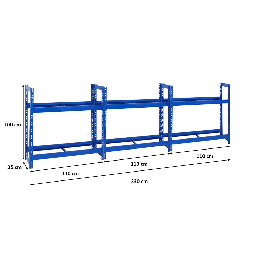 PROREGAL Mega Deal 3x Tiger Bandenrek HxBxD 100 x 110 x 35 cm Tot 24 Banden Blauw