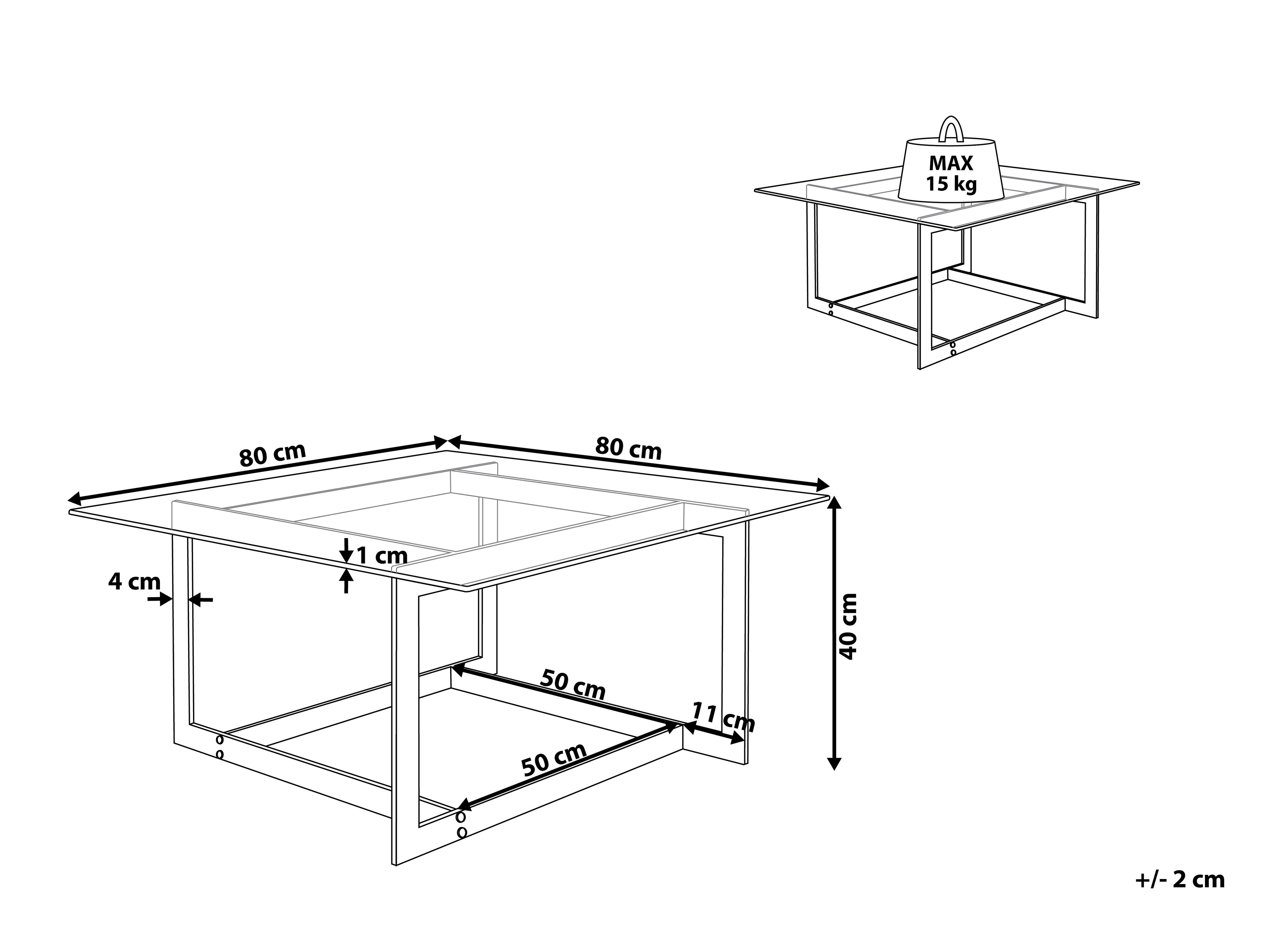 Salontafel CRYSTAL Veiligheidsglas Zilver
