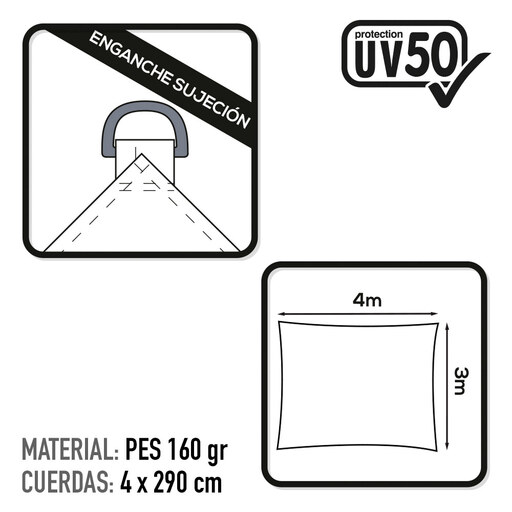Toldo retangular para jardim Aktive
