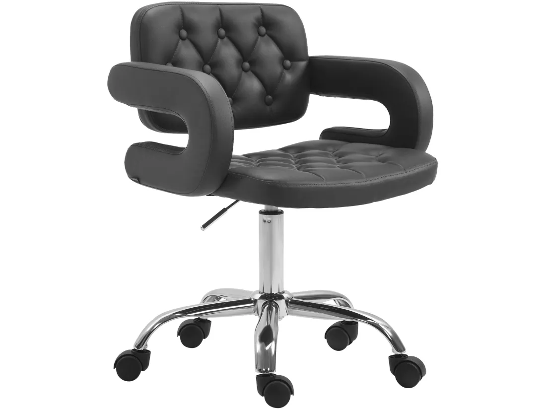 Chaise de bureau - Similicuir & Métal chromé - Noir - Dublin