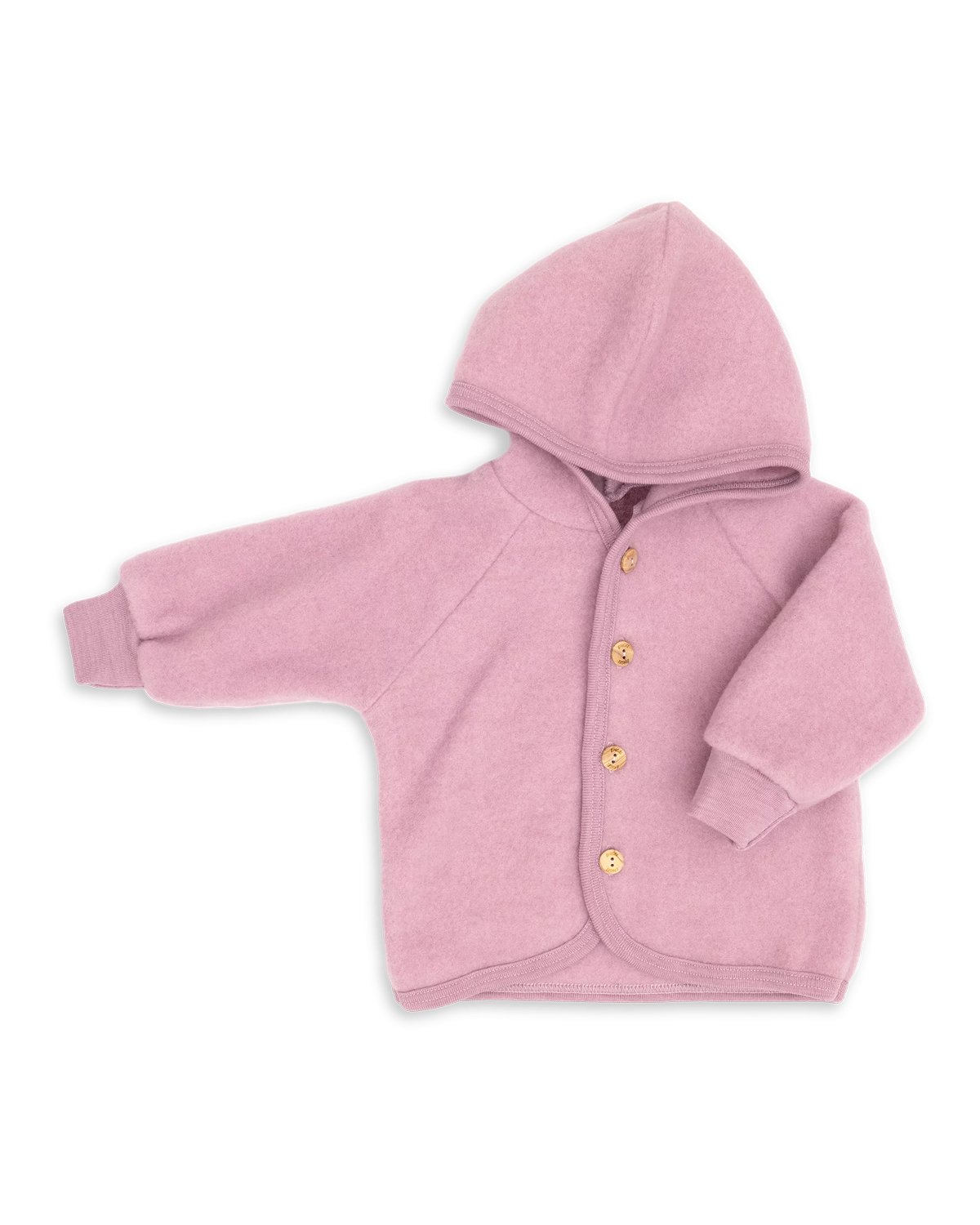 Ulljakke i tykk Ullfleece – 100% Merino, Ubehandlet Ull | Baby Jacket Hooded