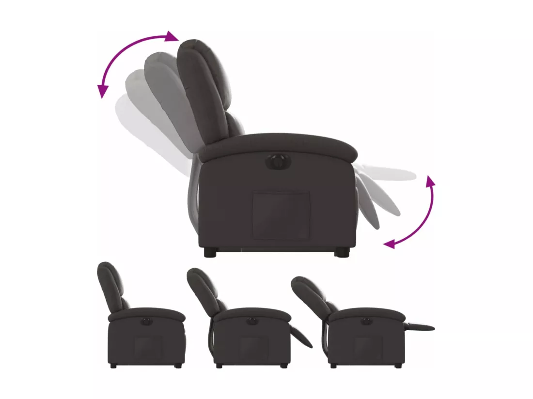 Fauteuil inclinable électrique marron foncé cuir véritable