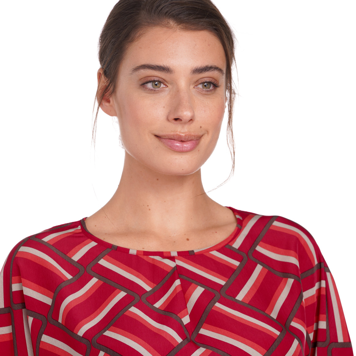 Gina Benotti Damen Blusenshirt mit überschnittenen Ärmeln rot